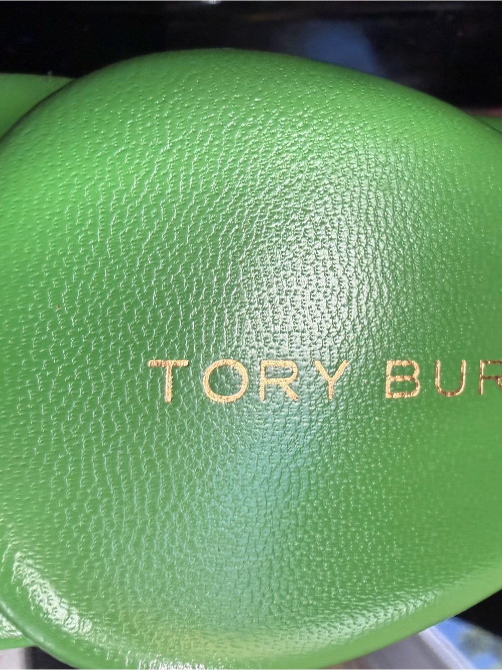 Tory Burch Vibrant Lime Green Pointed-Toe Slide Mules with Gold Accent - Picture 5 of 10